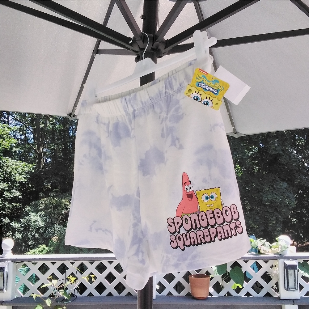 Nickelodeon SpongeBob Tie Die Lilac/White Pull-On Women's Shorts Size: XL